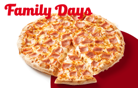 Family Days: Tu pizza familiar (bacon, york, carne de vacuno,champiñón, atún)